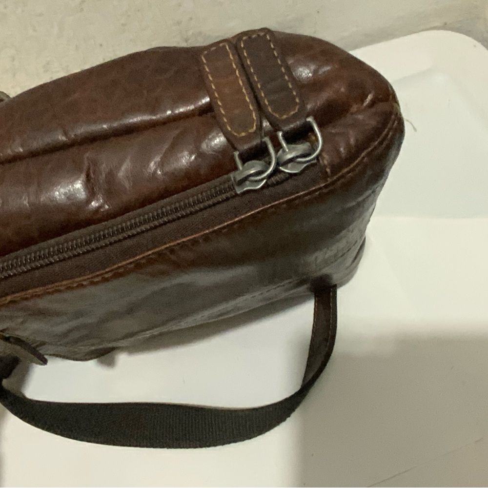 Jack Georges Voyager Leather Crossbody Brown Boho Cottage Embossed Floral - Picture 3 of 16